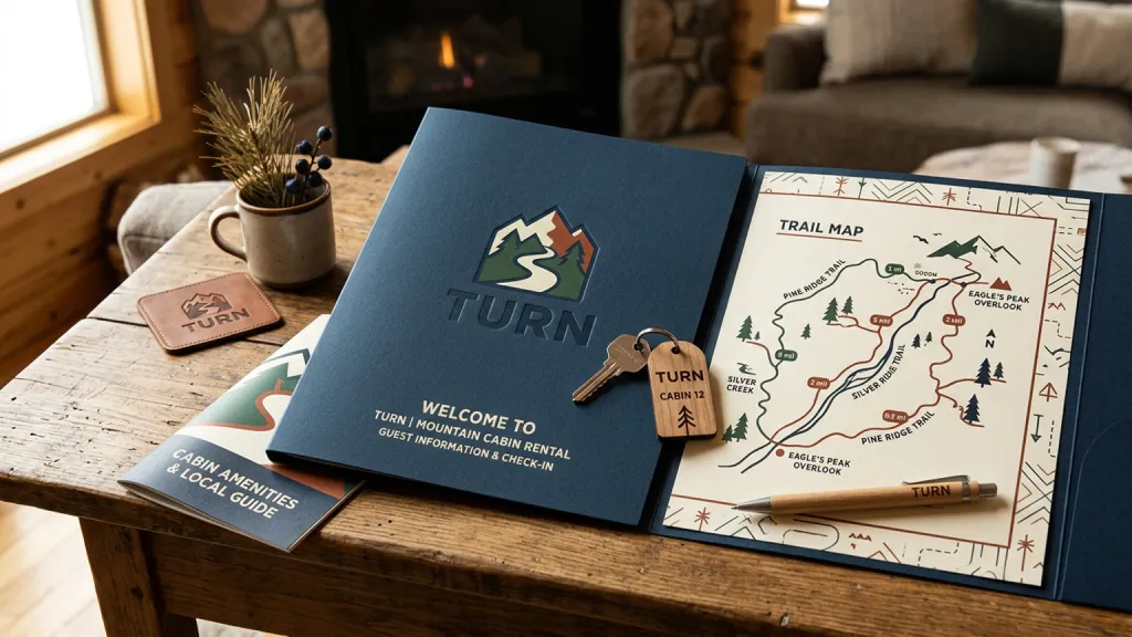 Mountain Cabin Rental Travel Branding Guest Check-In Folder