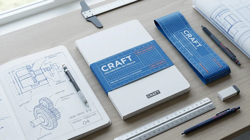 Engineering Notebook Brand Stationery Branding Grid Wrap Band