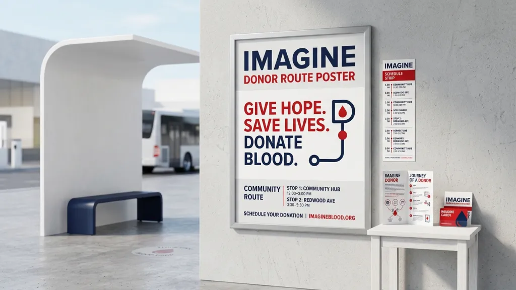 Mobile Blood Donation Healthcare Branding Donor Route Poster