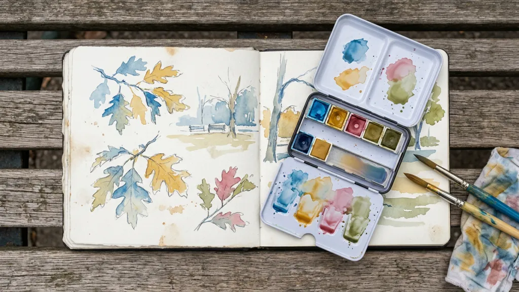 Watercolor Travel Palette Art Supply Color Pan Arrangement
