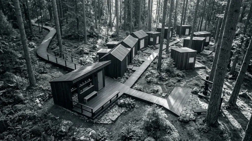 Forest Meditation Retreat Contemplative Architecture Timber Path Approach