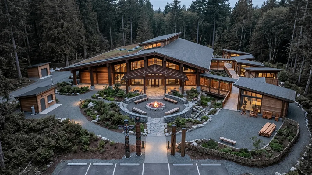 Indigenous Longhouse Cultural Campus Indigenous Architecture Hearth Gathering View
