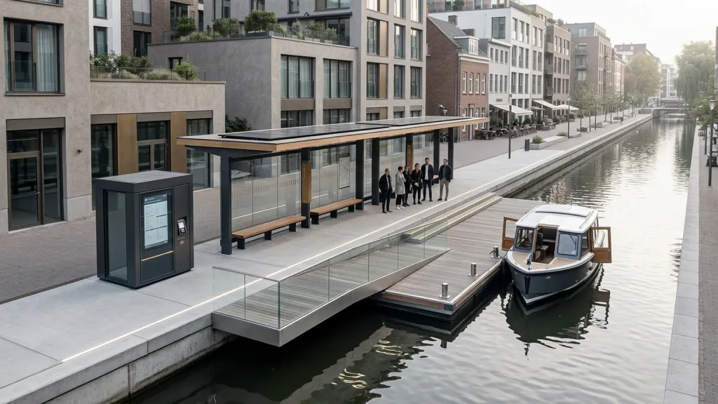 Canal Water Taxi Stop Urban Dock Architecture Shelter Dock View