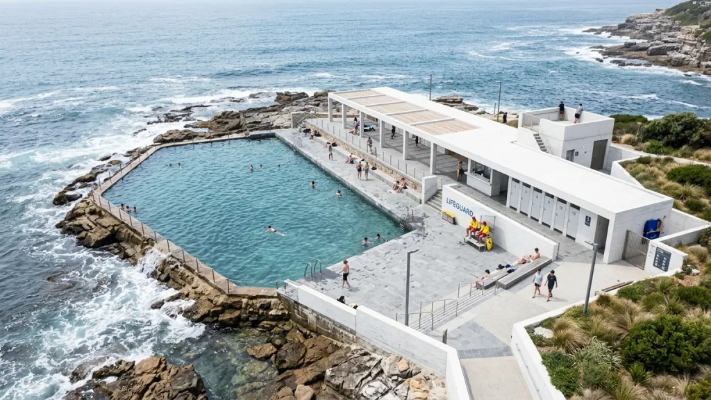 Ocean Pool Pavilion Coastal Recreation Architecture Tidal Pool Perspective