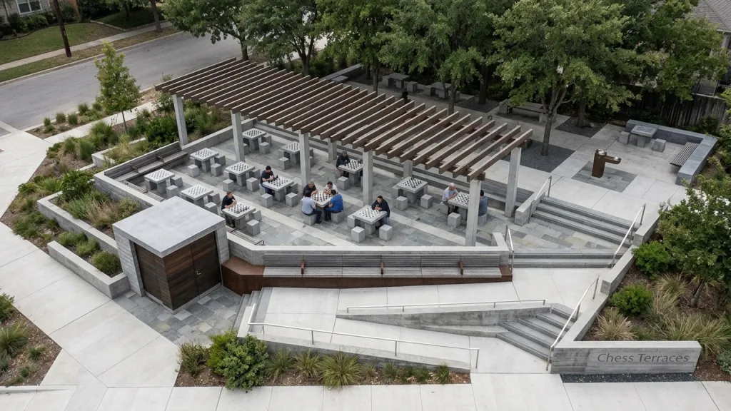 Community Chess Pavilion Recreational Civic Architecture Chess Terrace Layout