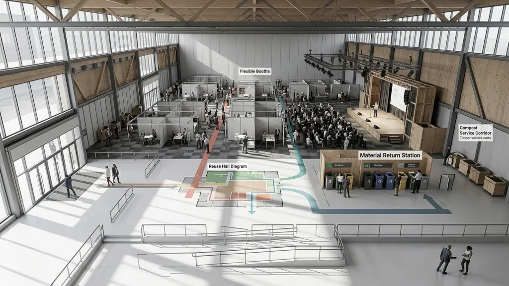 Zero Waste Convention Center Event Architecture Reuse Hall Diagram