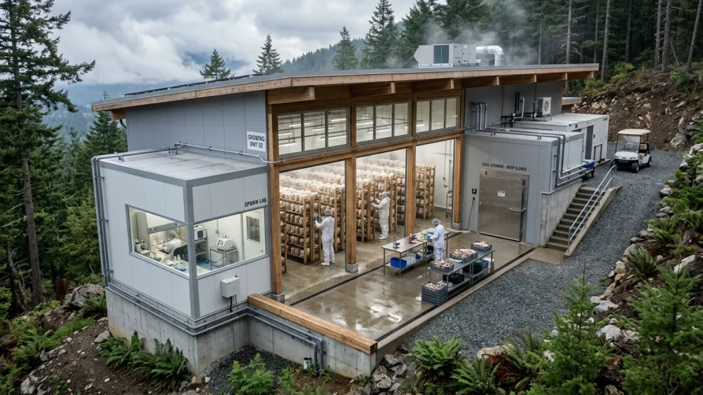 Mountain Mushroom Farm Agricultural Architecture Humid Growing Room