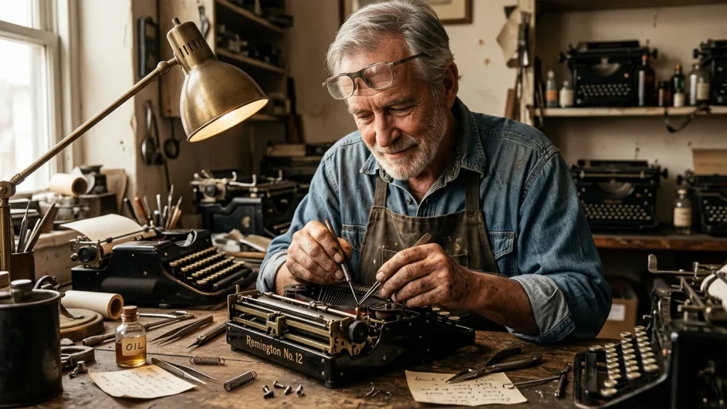 Typewriter Repair Specialist Portrait Mechanical Desk