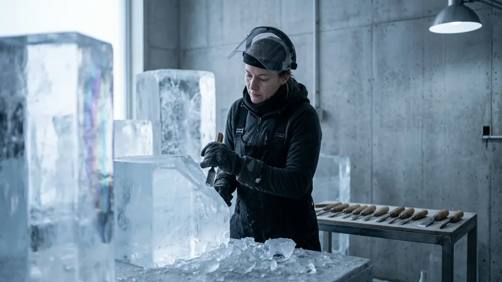 Ice Sculptor Portrait Frozen Studio