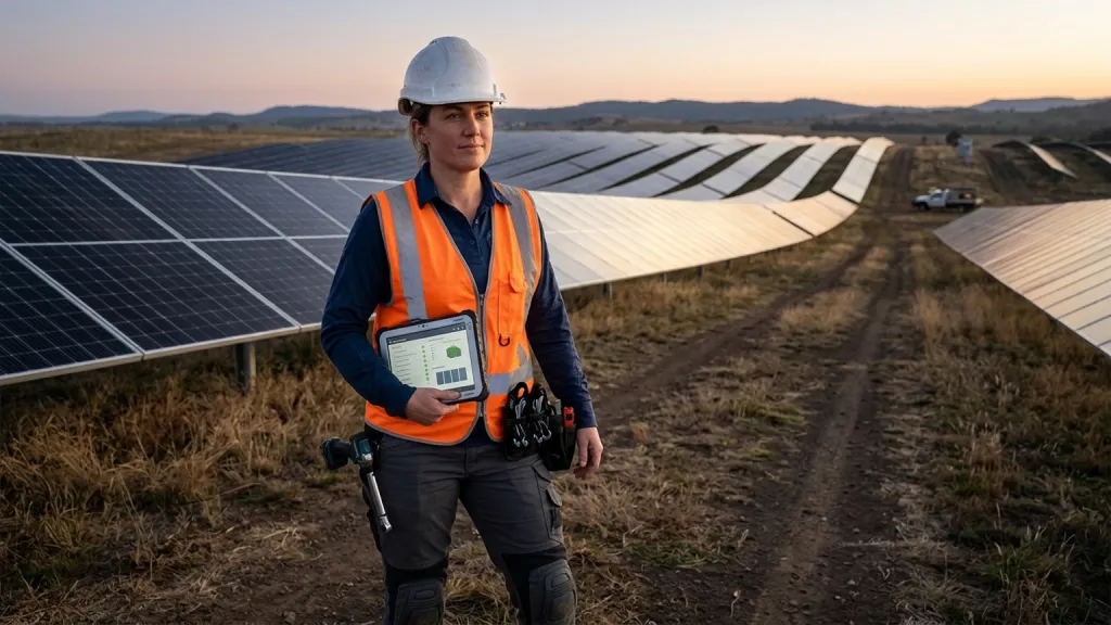 Solar Farm Technician Portrait Panel Field