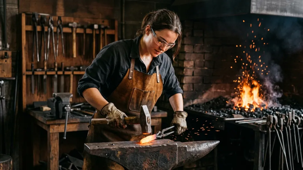 Blacksmith Apprentice Portrait Forge Sparks