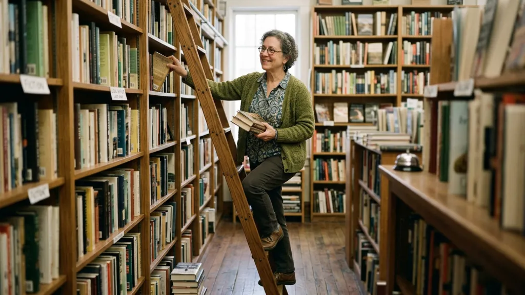 Independent Bookseller Portrait Reading Ladder