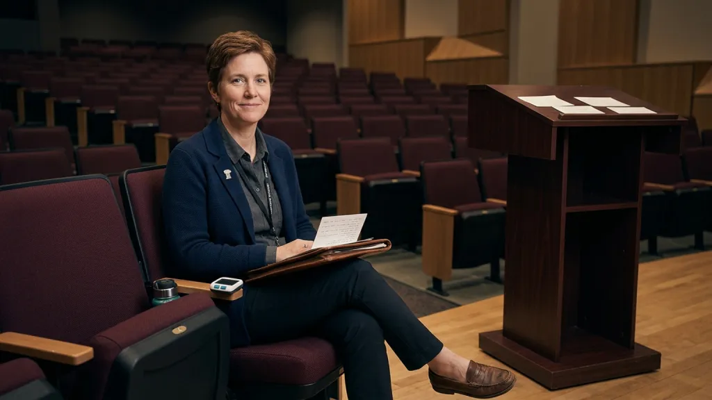 High School Debate Coach Portrait Empty Auditorium