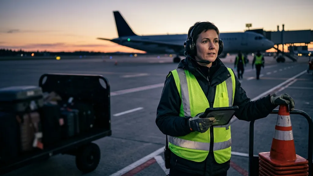Airport Ground Crew Lead Portrait Runway Dawn