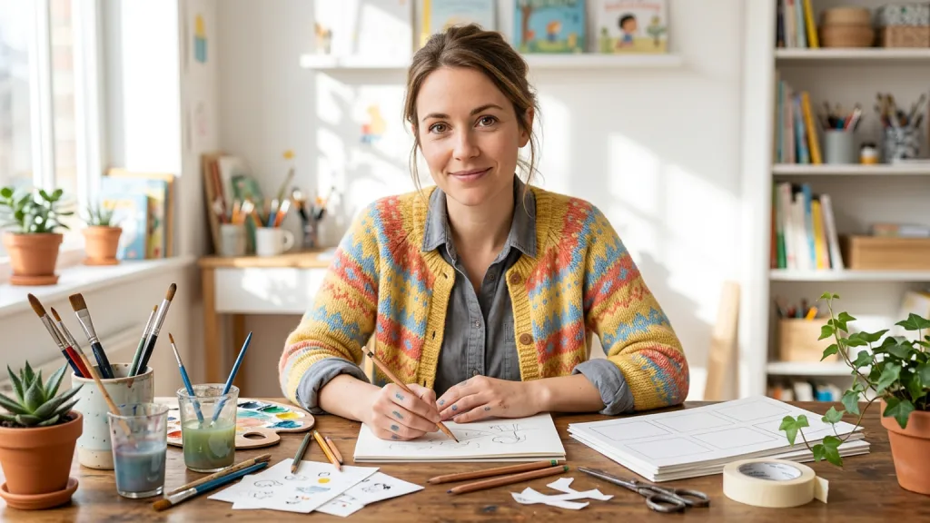 Children's Book Illustrator Portrait Story Desk