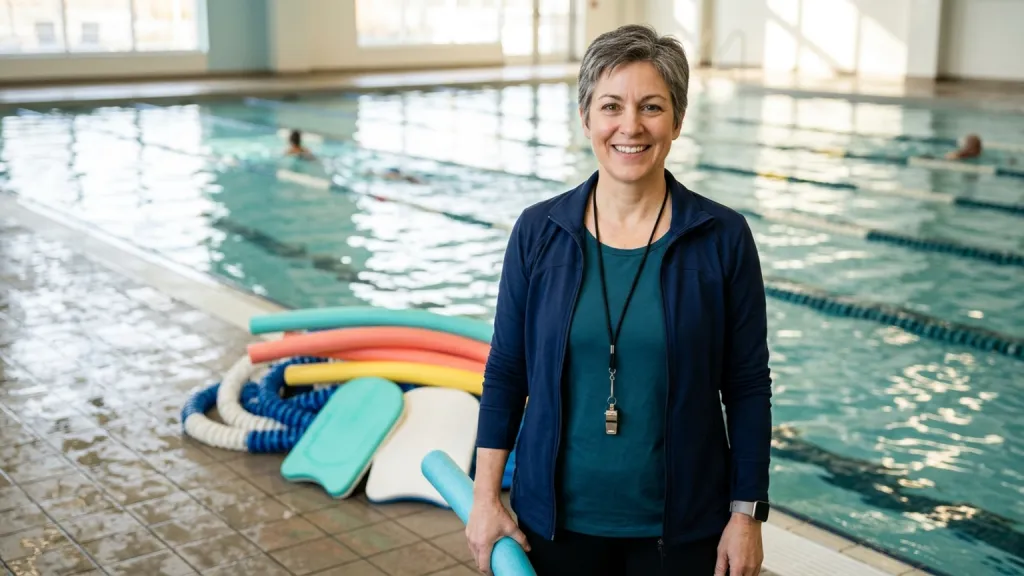 Aquatic Fitness Instructor Portrait Poolside Light