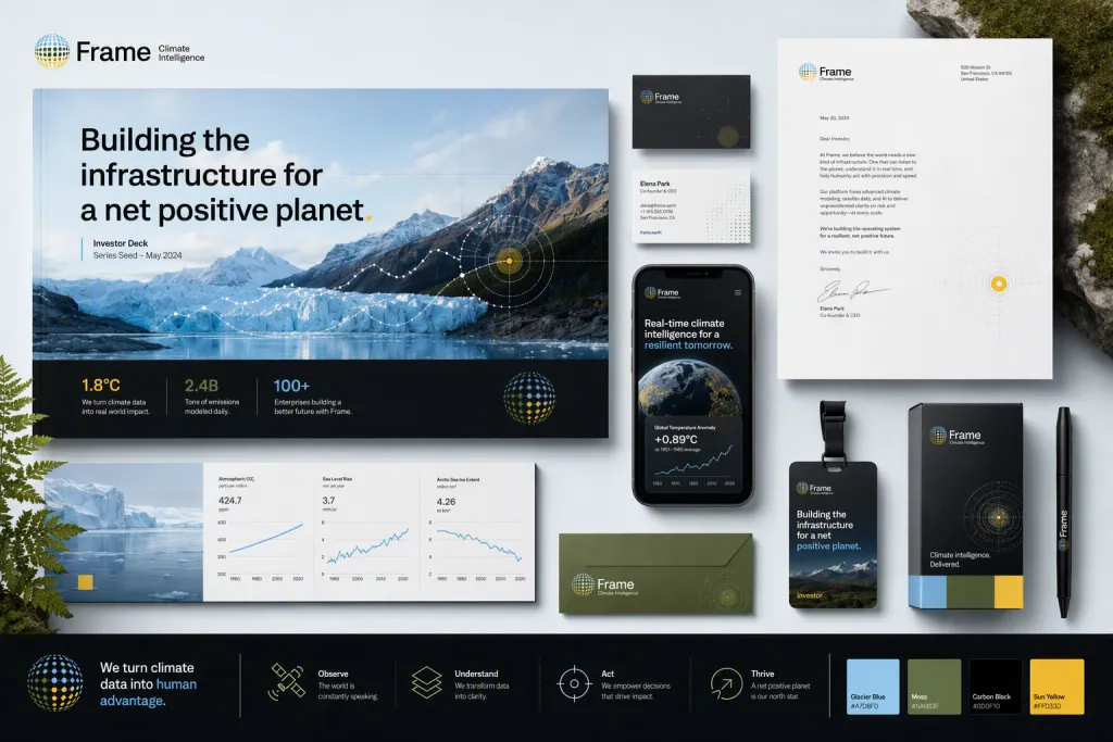 Investor Branding für Climate-Tech-Startup: Investor Deck Cover
