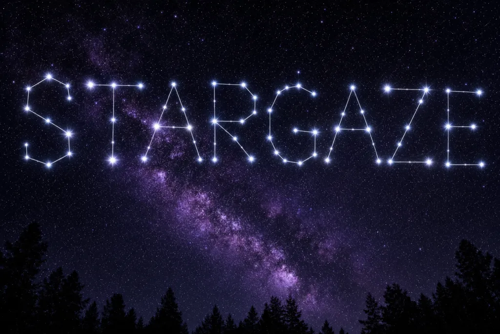 Sternenkarte Konstellations-Typografie Nachthimmel