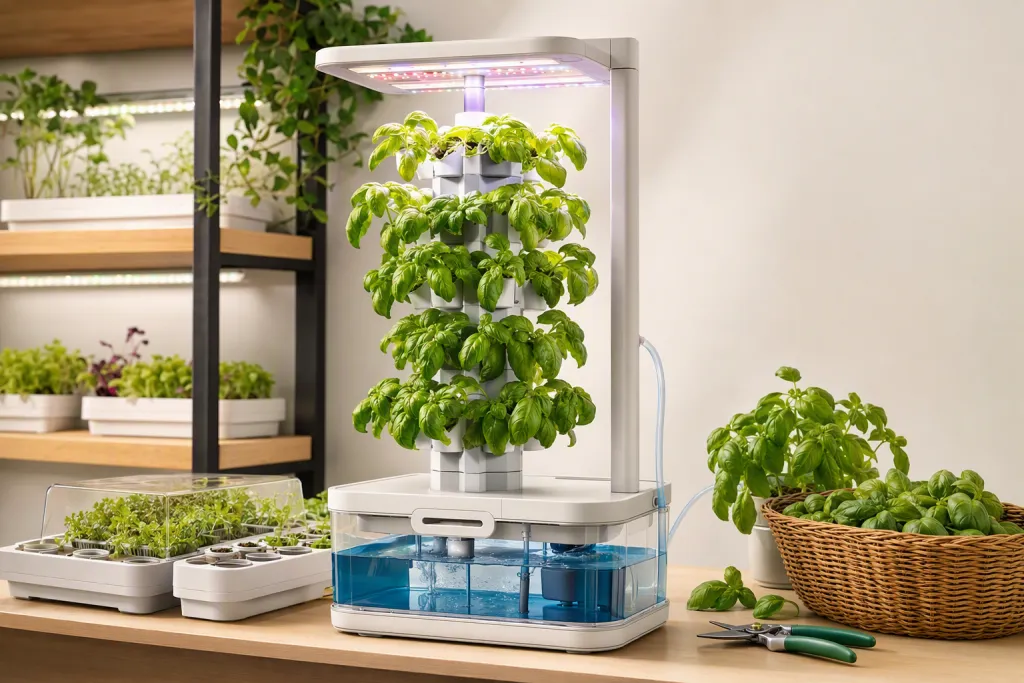 Werbliches Smart-Indoor-Farm-KI-Bildbriefing für Agrartechnik