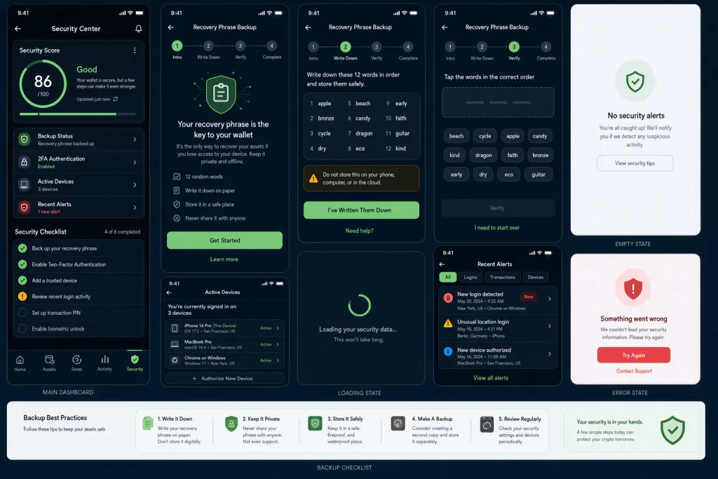 Trung tâm bảo mật ví Blockchain Hướng dẫn sao lưu ứng dụng di động