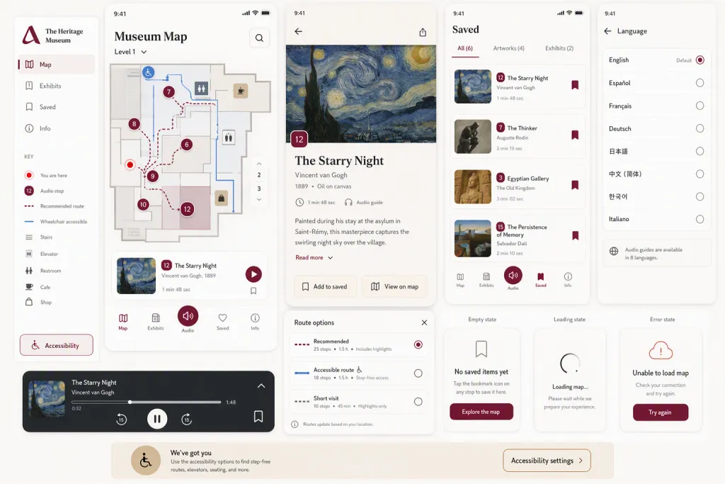 Mapa de la exposición de la app móvil de audioguía del museo