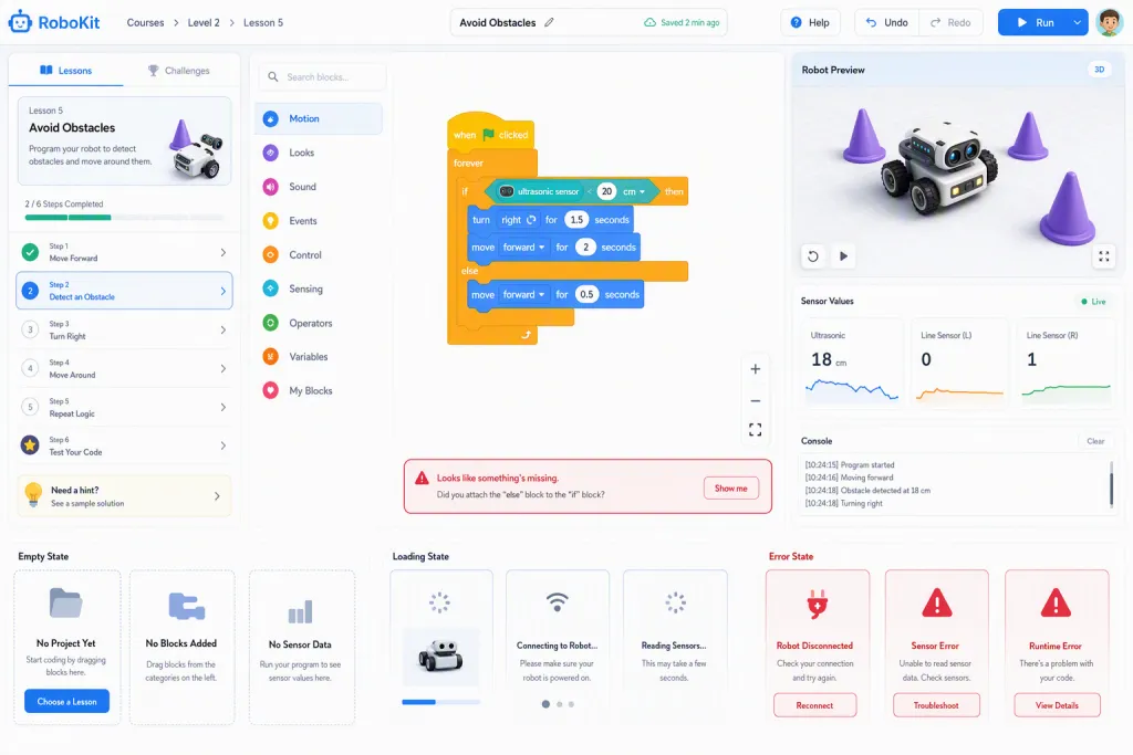 Robotics Learning Kit Control App Coding Canvas