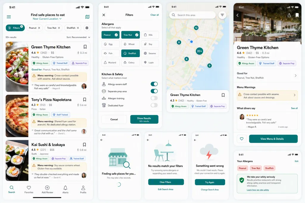 Application mobile de recherche de restaurants sûrs en cas d’allergie alimentaire : filtre des résultats