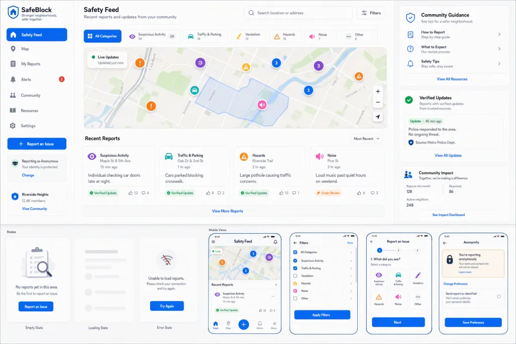 Neighborhood Safety Reporting App – Safety Feed
