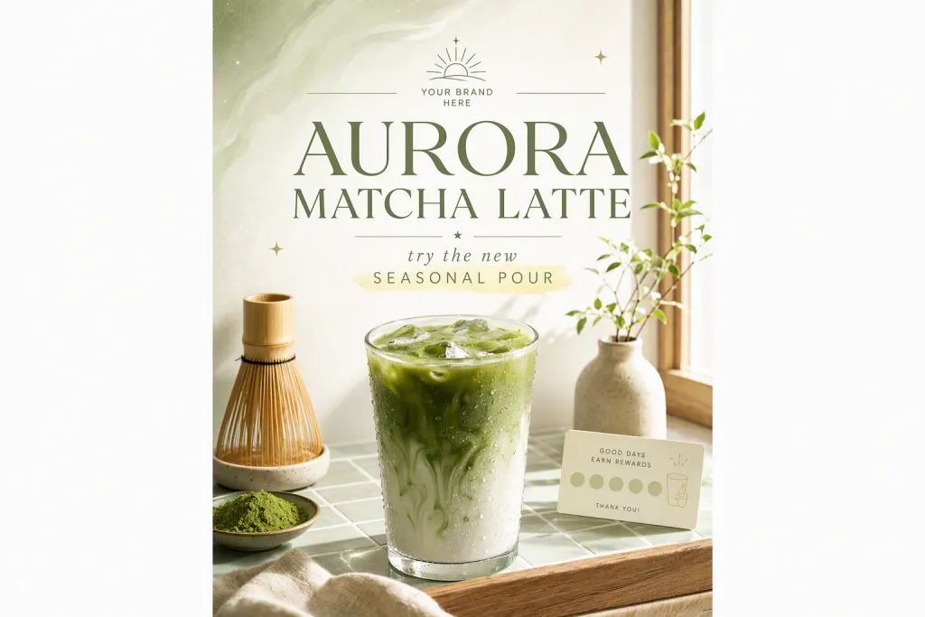 Capa de Reels para o Lançamento do Aurora Matcha Latte Cafe