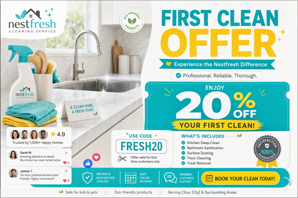NestFresh Reinigungsservice Buchungsangebot Gutschein Grafik