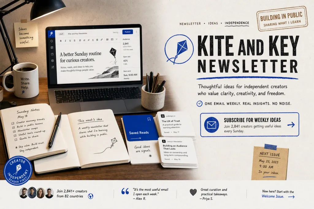 Kite and Key 뉴스레터 크리에이터 런치 프로필 커버