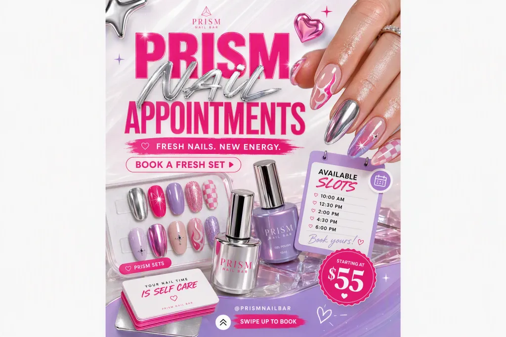 Prism Nail Bar 予約プロモ インスタグラムストーリー