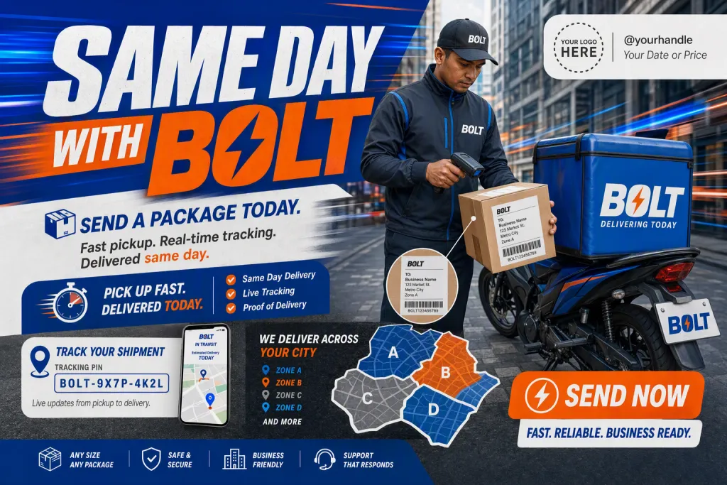 Anuncio del servicio de entrega el mismo día de Bolt Courier