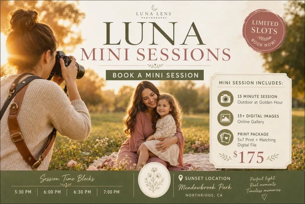 Luna Lens Fotografie Mini-Session Buchung Beitrag