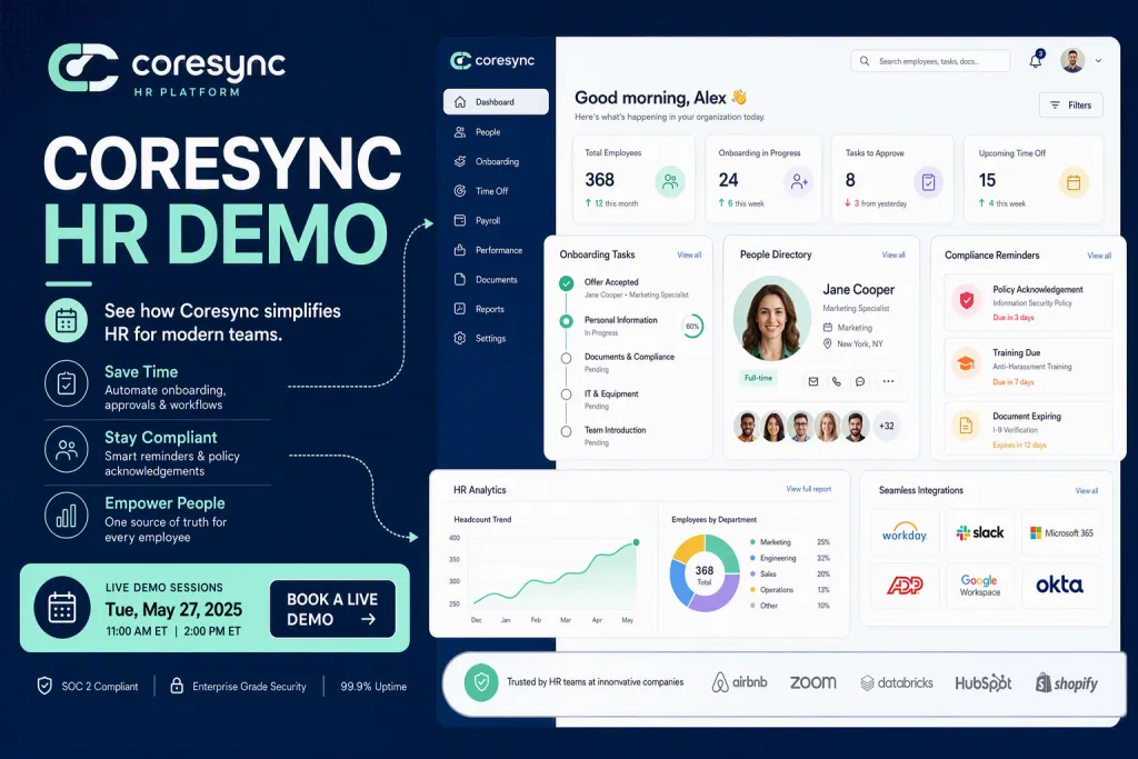 คำเชิญเดโม CoreSync HR Platform สำหรับโฆษณา LinkedIn