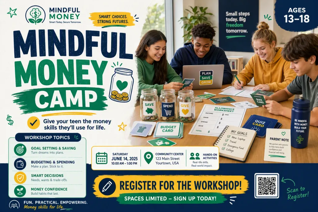 Mindful Money Camp Teen Workshop Anmelde-Post
