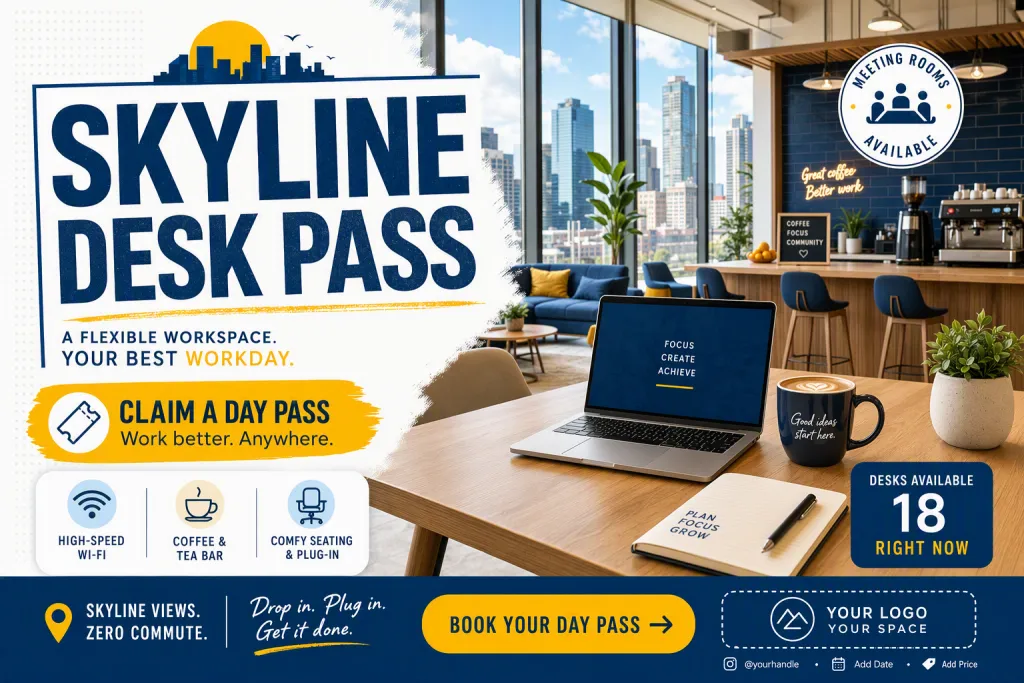 Skyline コワーク デスク パス プロモ グラフィック