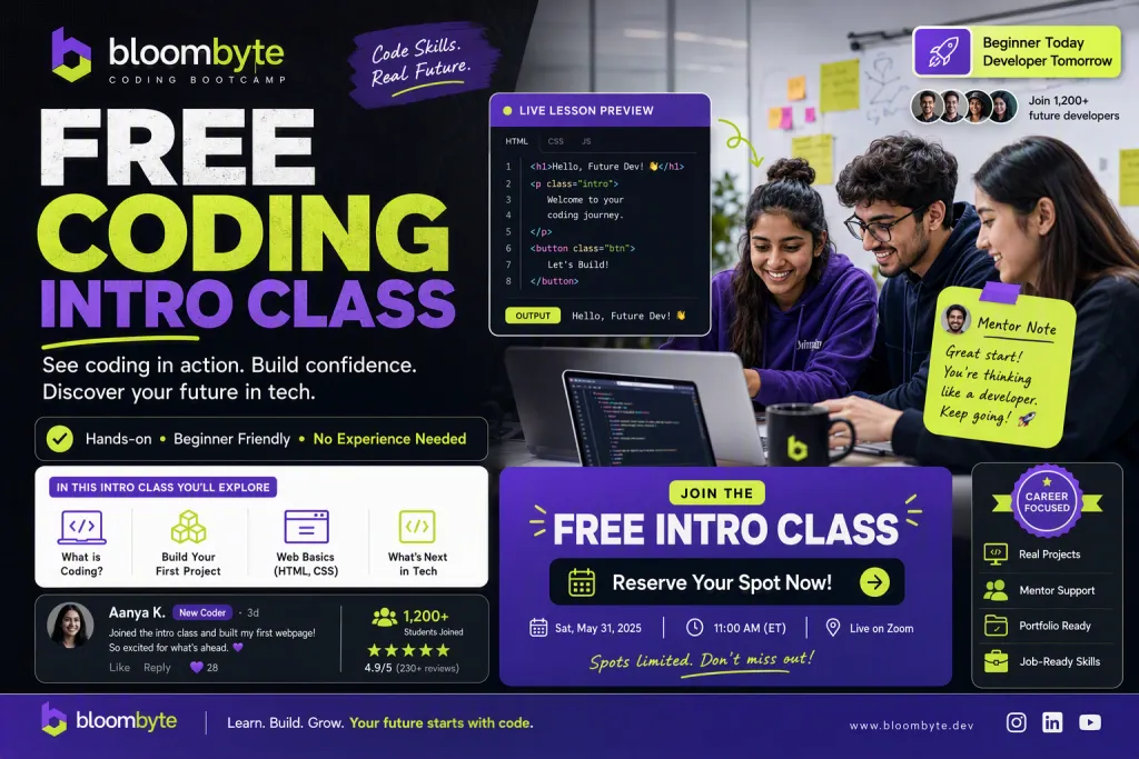 สื่อเปิดตัว BloomByte Coding Bootcamp สำหรับผู้ลงทะเบียนคลาสอินโทร