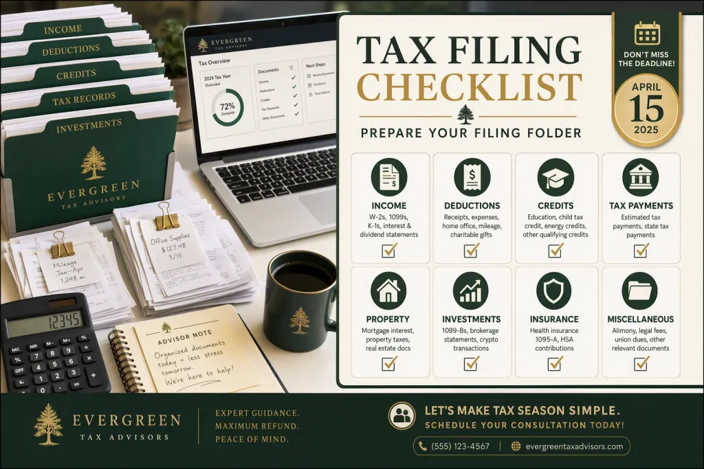 เช็กลิสต์โพสต์เตือนการยื่นแบบภาษี Evergreen Tax Help
