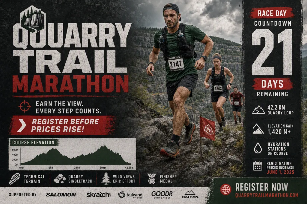 Quarry Trail Marathon Race Registration Countdown Graphic
