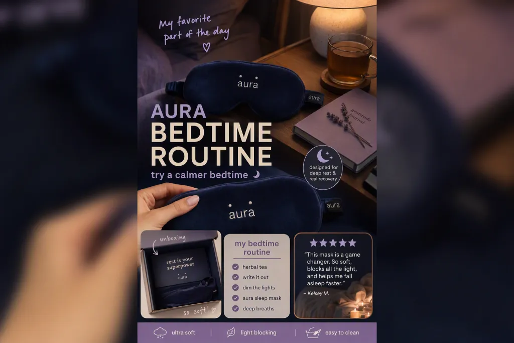 Brief UGC pour le produit bien-être : masque de sommeil Aura