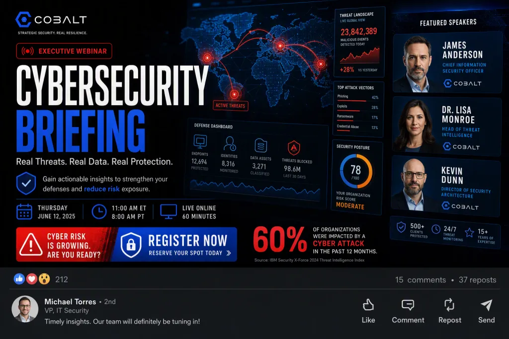 コバルト サイバーセキュリティ ウェ ビナー招待 LinkedIn ビジュアル