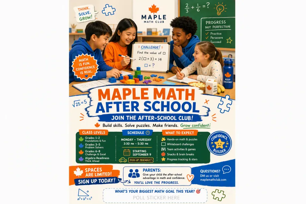 Story zur Anmeldung beim Maple Math Club nach der Schule