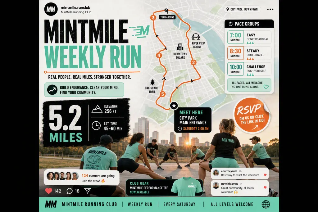 MintMile 러닝 클럽 주간 러닝 루트 그래픽
