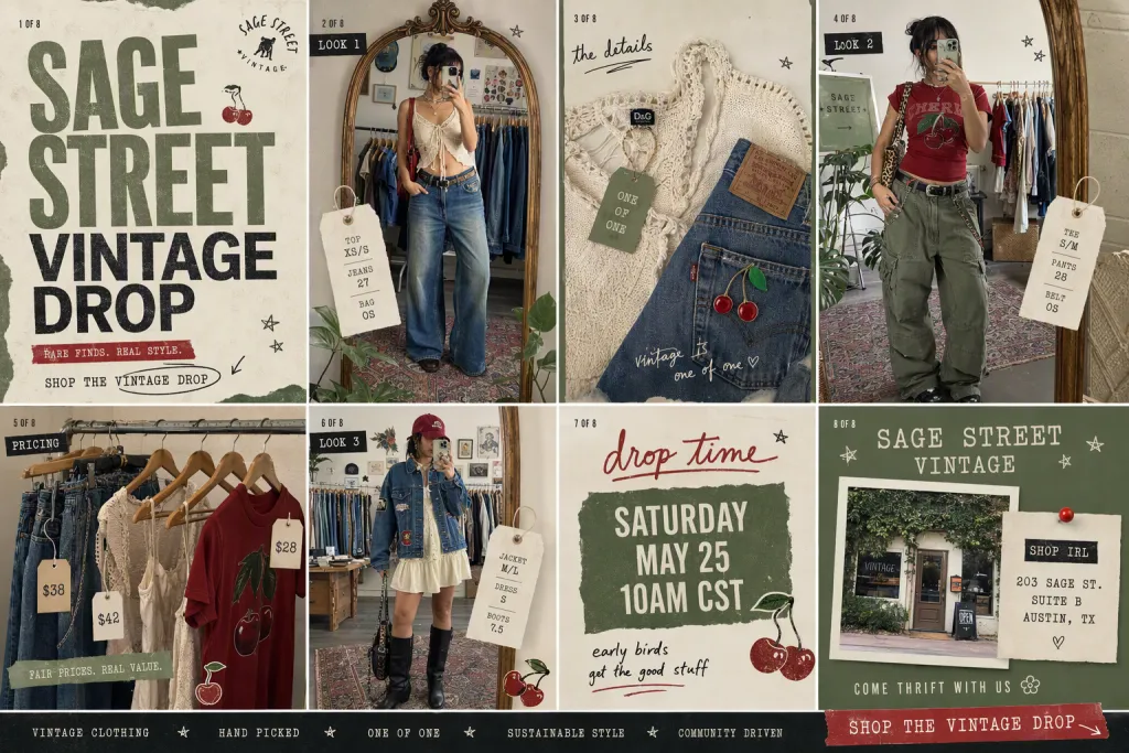 Sage Street Thrift Vintage Drop Lookbook Carousel