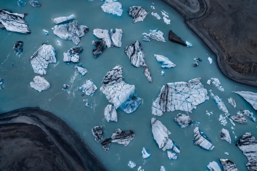 Glacier Lagoon Icebergs Naturaleza Salvaje Aérea