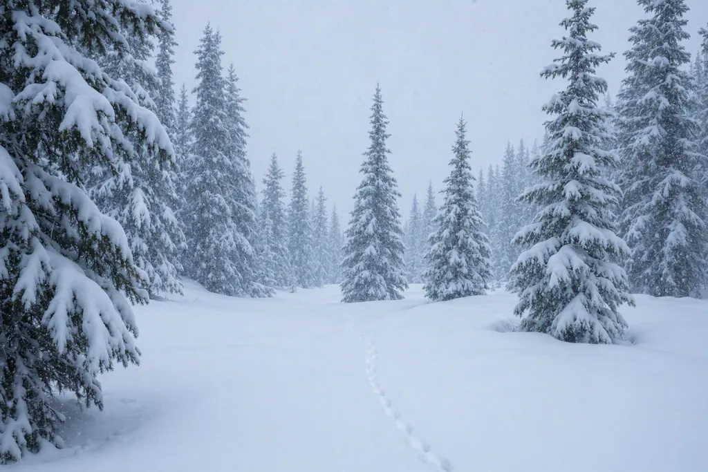 Snowy Pine Forest Nature Quiet Snow Scene