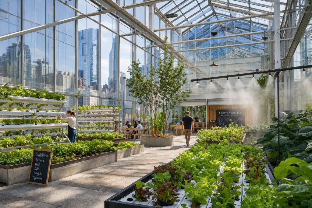 Glass Urban Greenhouse Sustainable Architecture Daylit Interior Vista