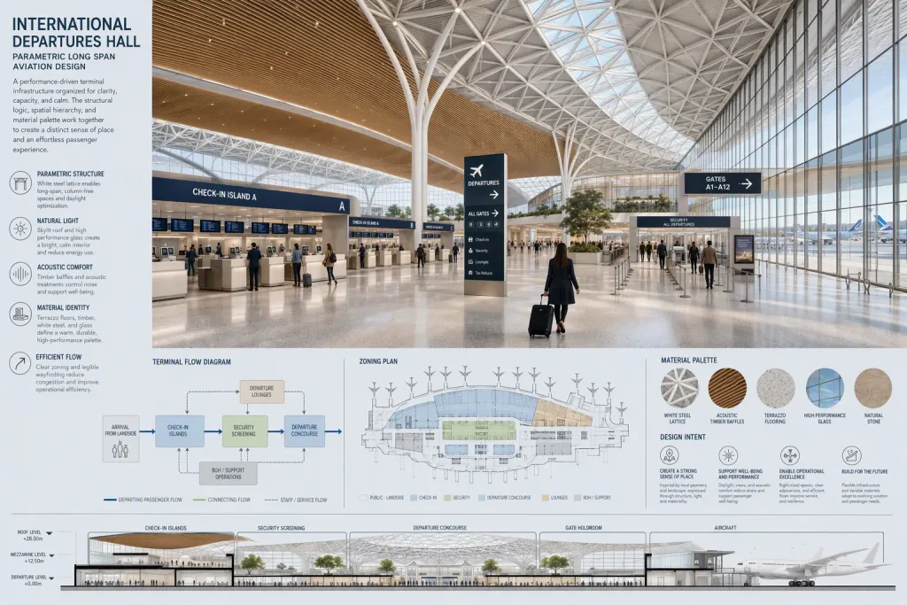 Parametric Airport Terminal Infrastructure Architecture Terminal Flow Diagram
