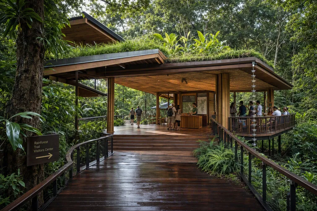Tropical Rainforest Visitor Center Visitor Center Architecture Rainforest Entry Sequence